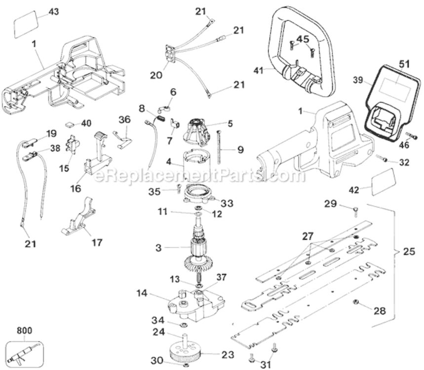 Page A Diagram and Parts List for HT500 Type 5 Black and Decker Hedge Trimmer